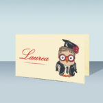 Bigliettini Confetti di Laurea con Gufo su Sfondo Avorio - N. 146/M