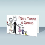 Bigliettini Confetti di Matrimonio con Sposi con Famiglia - N. 421