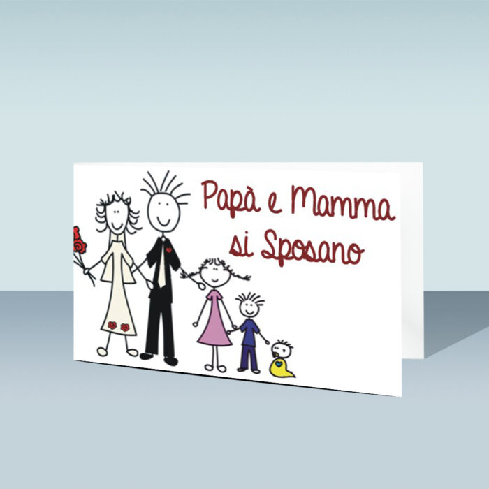 Bigliettini Confetti di Matrimonio con Sposi con Famiglia - N. 421 - immagine 1